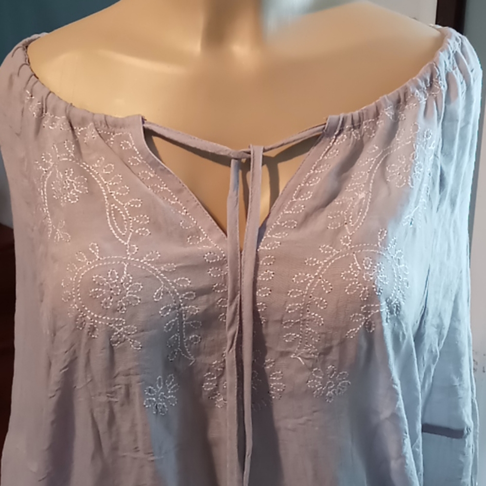 Baby Blue Peasant Top
